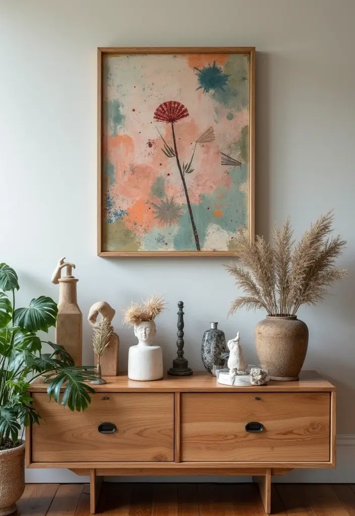 30 Side Table Decor Living Room Ideas for Extra Charm - 12. Artistic Displays