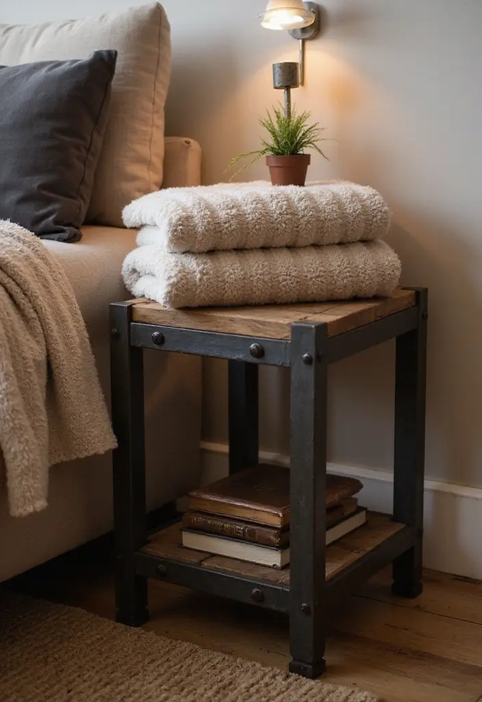 30 Side Table Decor Living Room Ideas for Extra Charm - 16. Sophisticated Industrial Style