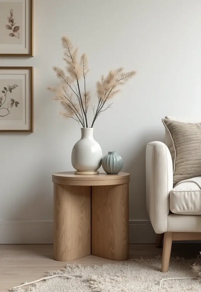 30 Side Table Decor Living Room Ideas for Extra Charm - 22. Statement Bases