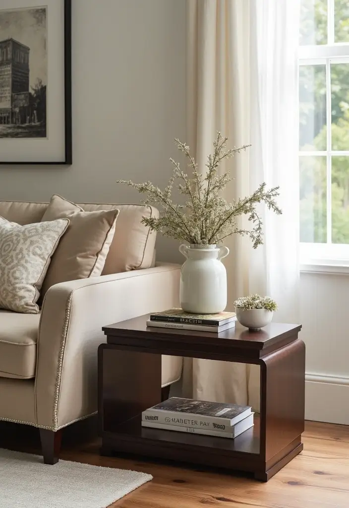 30 Side Table Decor Living Room Ideas for Extra Charm - 27. Multi-Functional Use