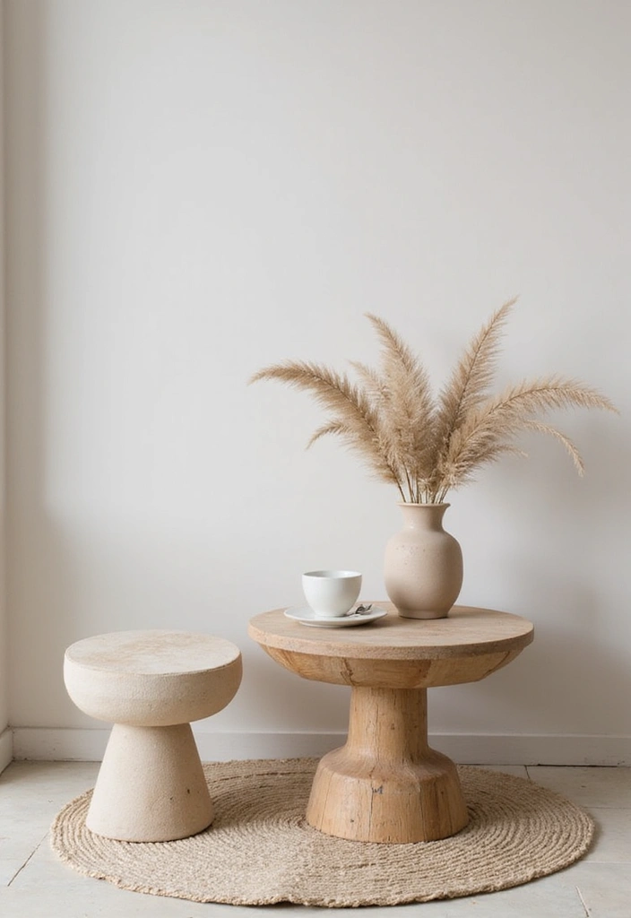 30 Side Table Decor Living Room Ideas for Extra Charm - 29. Neutral with a Twist