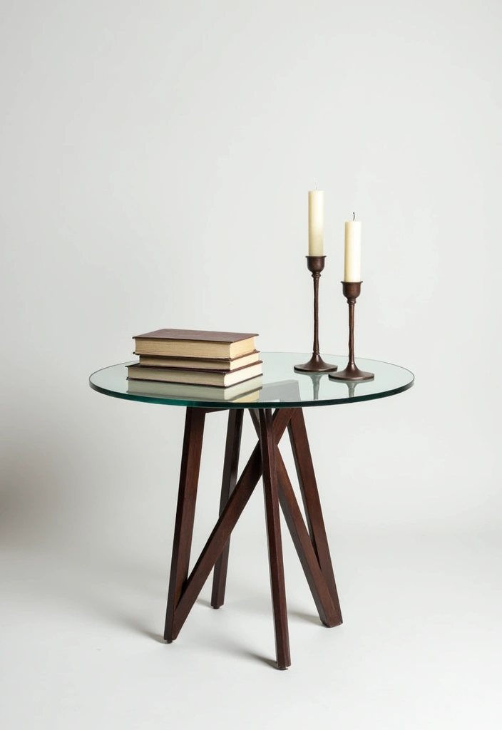 30 Side Table Decor Living Room Ideas for Extra Charm - 3. Glass Top Glam