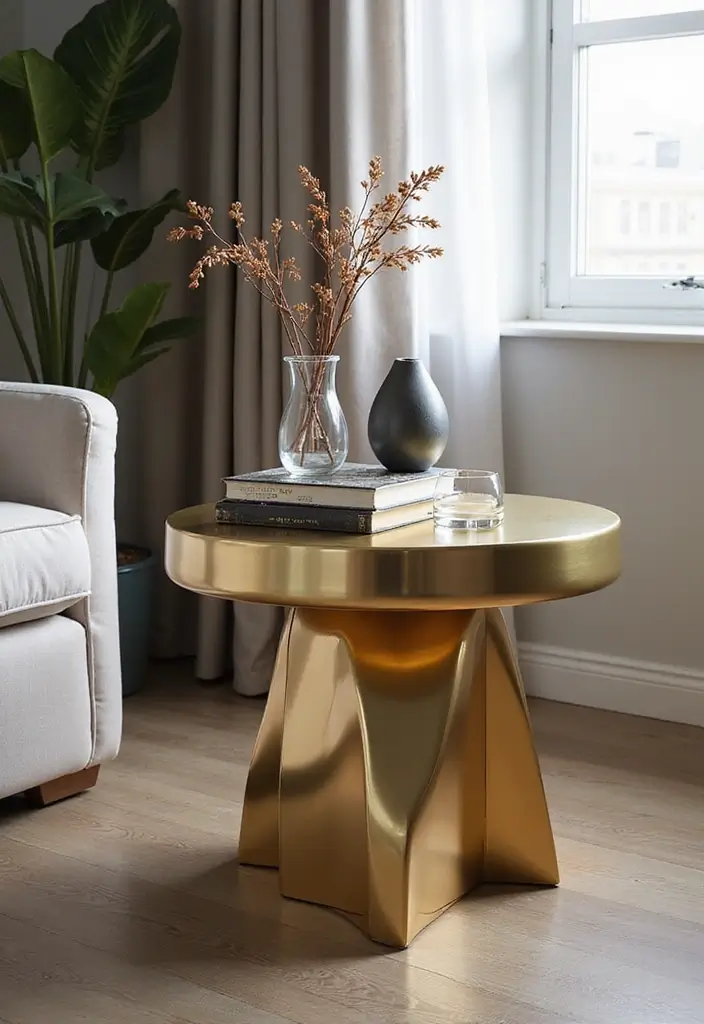 30 Side Table Decor Living Room Ideas for Extra Charm - 30. Luxurious Finishes