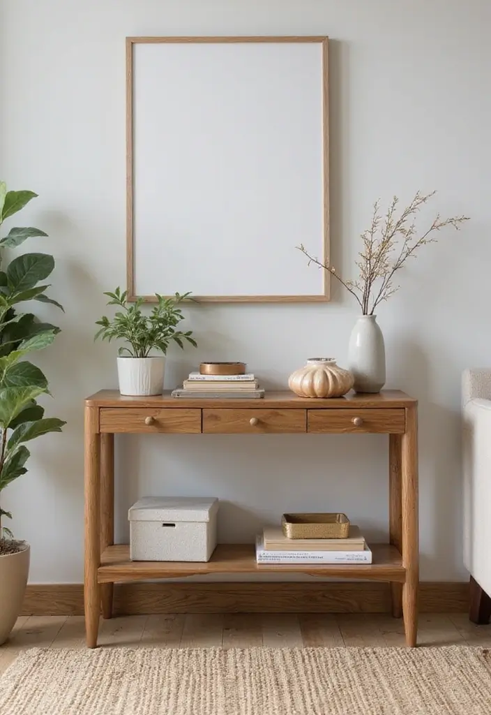 30 Side Table Decor Living Room Ideas for Extra Charm - 7. Chic Minimalist Organization