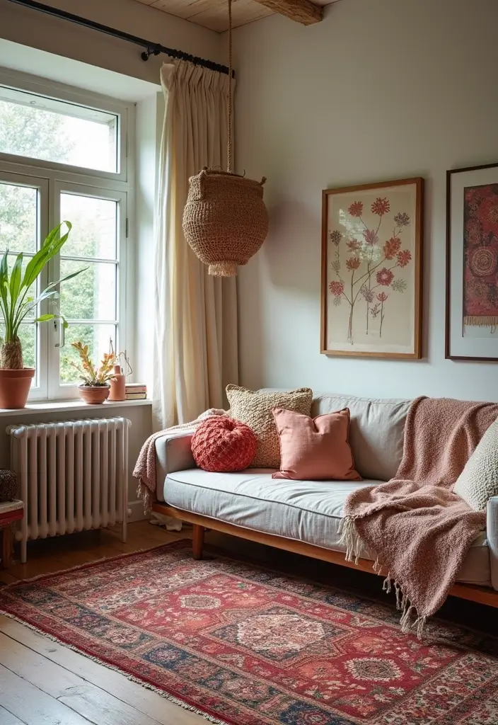 30 Simple Living Room Decor Ideas for Effortless Style - 11. Bohemian Patterns