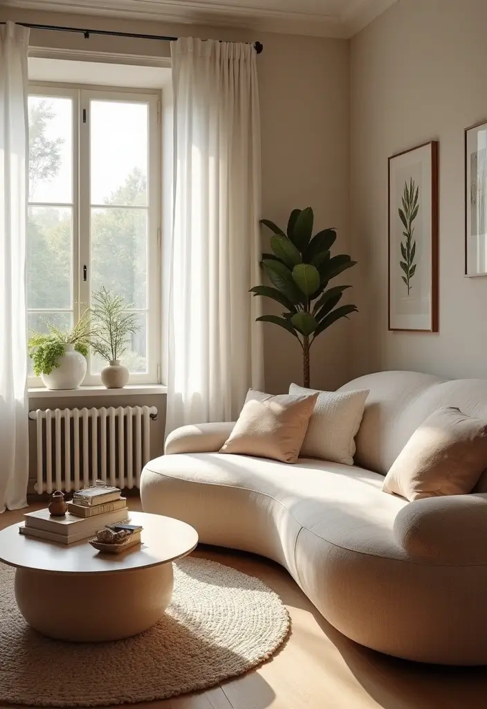 30 Simple Living Room Decor Ideas for Effortless Style - 14. Soft Curves