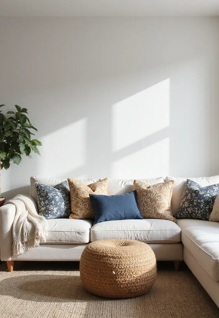 30 Simple Living Room Decor Ideas for Effortless Style - 17. Accent Cushions