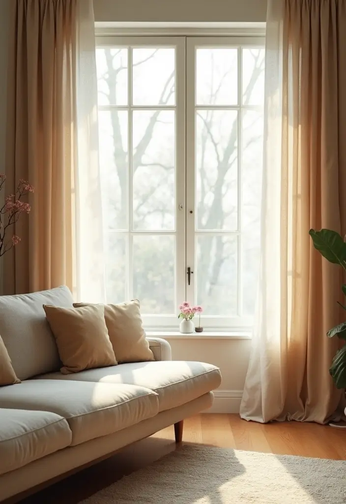 30 Simple Living Room Decor Ideas for Effortless Style - 21. Flowy Curtains