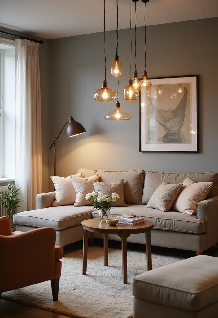 30 Simple Living Room Decor Ideas for Effortless Style - 27. Statement Lighting Fixtures