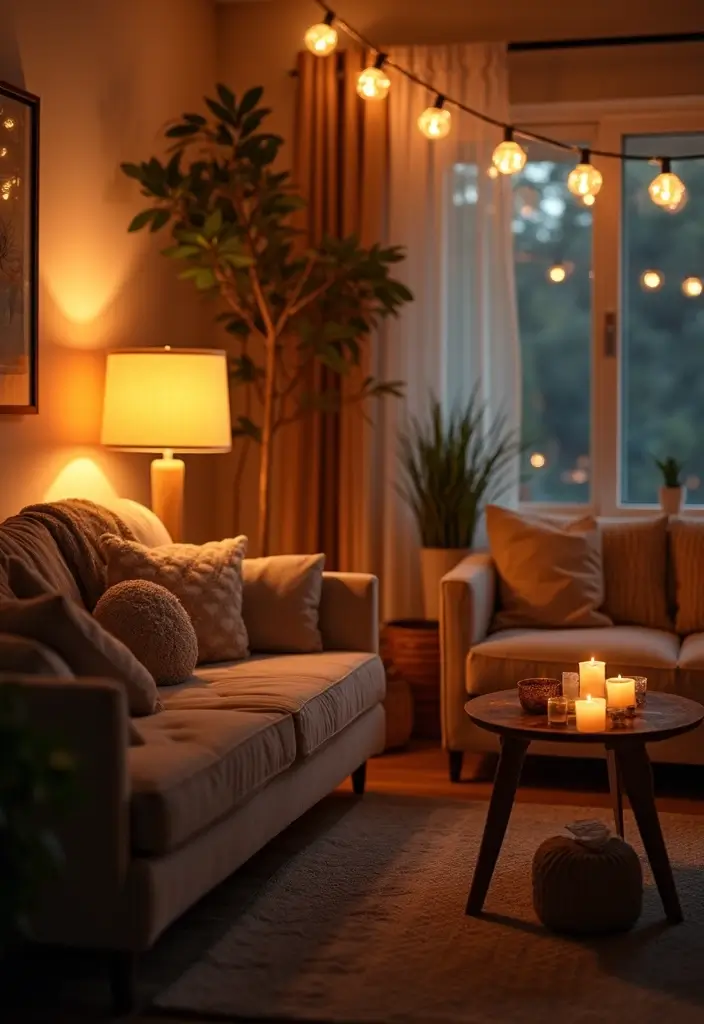 30 Simple Living Room Decor Ideas for Effortless Style - 7. Soft Lighting Solutions