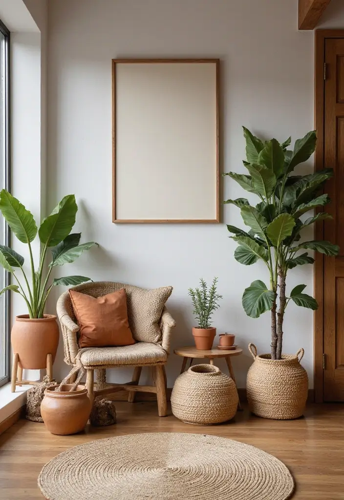 30 Simple Living Room Decor Ideas for Effortless Style - 9. Earthy Accents