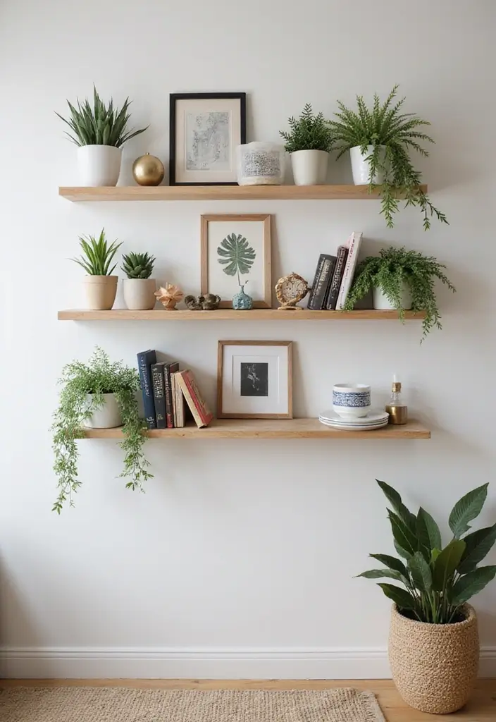 30 Small Living Room Decor Ideas to Maximize Space - 1. Floating Shelves for Stylish Storage