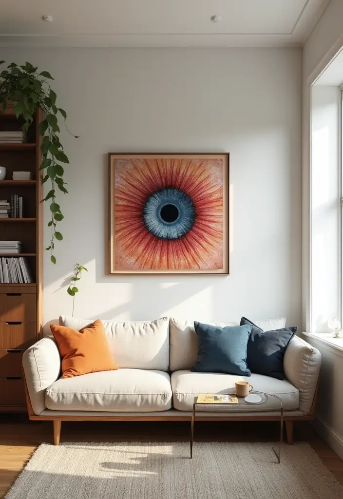 30 Small Living Room Decor Ideas to Maximize Space - 19. Use Art as a Focal Point
