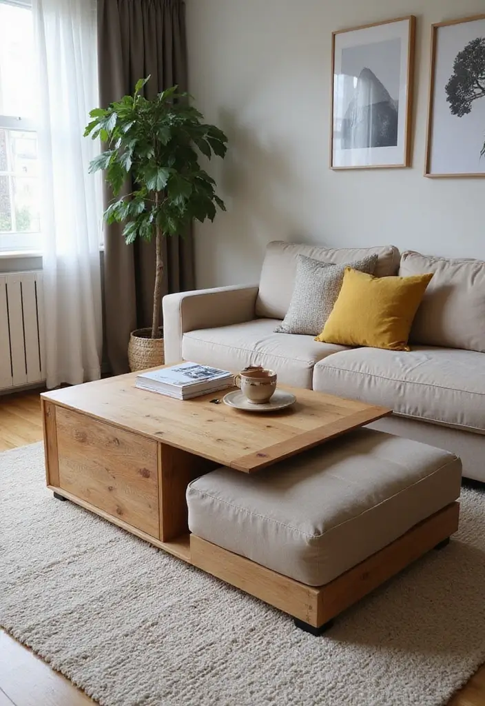 30 Small Living Room Decor Ideas to Maximize Space - 2. Multi-Functional Coffee Tables