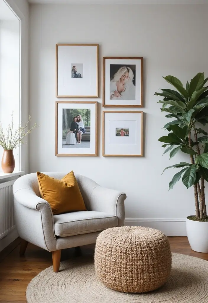 30 Small Living Room Decor Ideas to Maximize Space - 24. Wall Art with Floating Frames