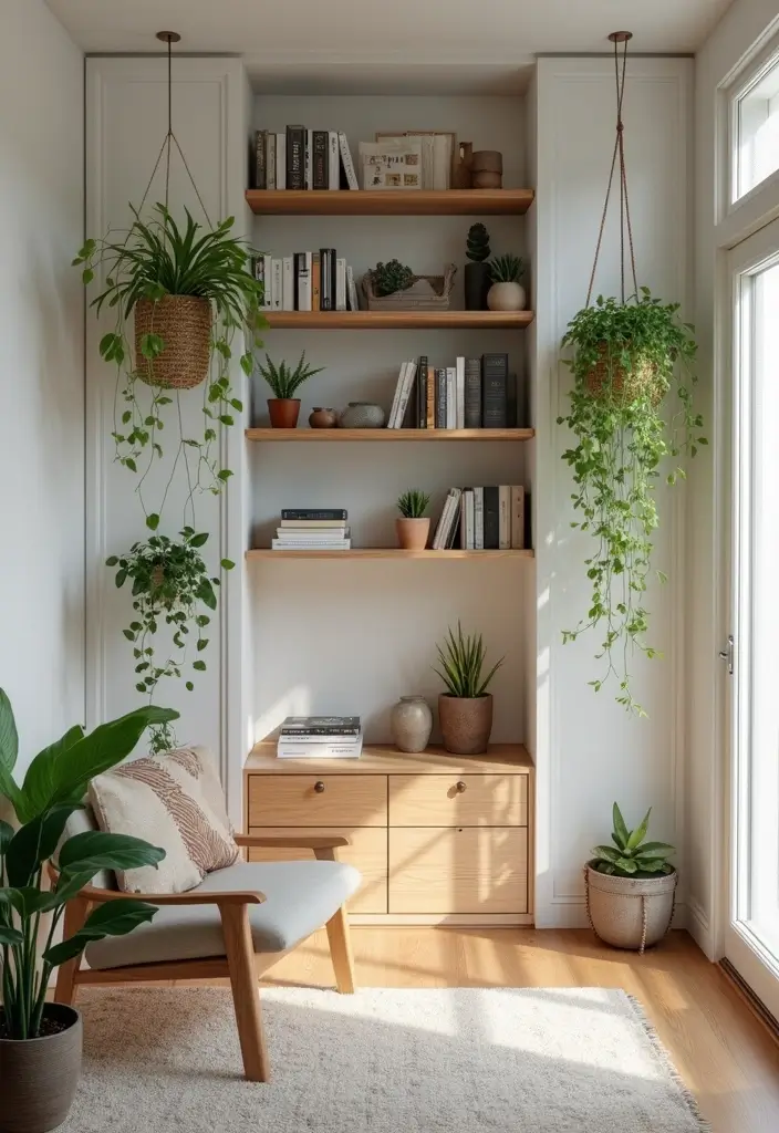 30 Small Living Room Decor Ideas to Maximize Space - 8. Go Vertical with Decor