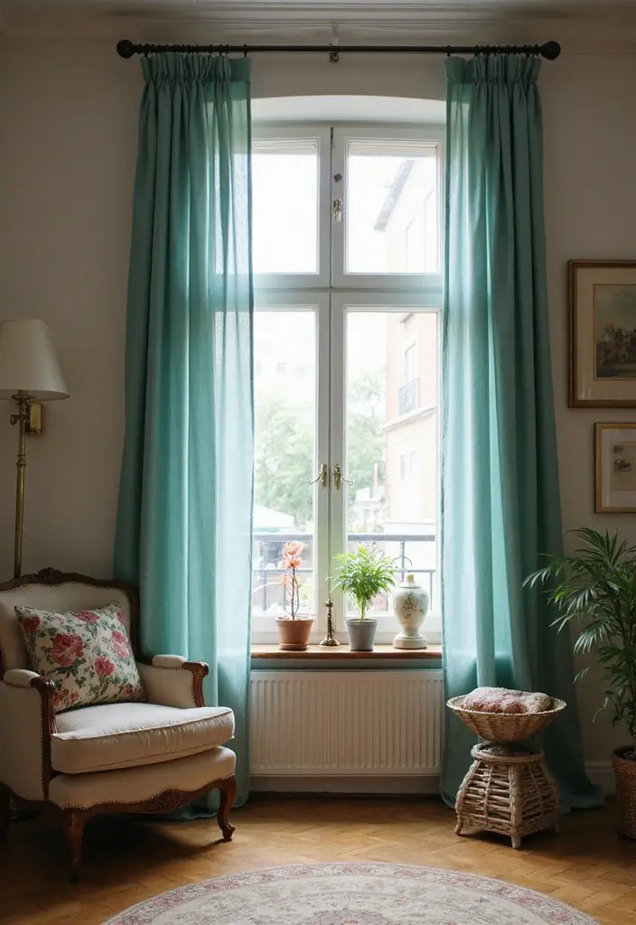 30 Teal Living Room Decor Ideas for a Fresh Feel - 12. Teal Curtains