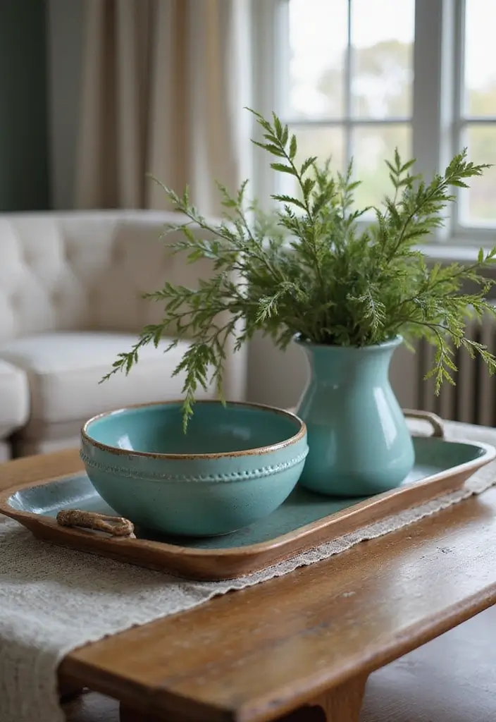 30 Teal Living Room Decor Ideas for a Fresh Feel - 13. Teal Decorative Bowls