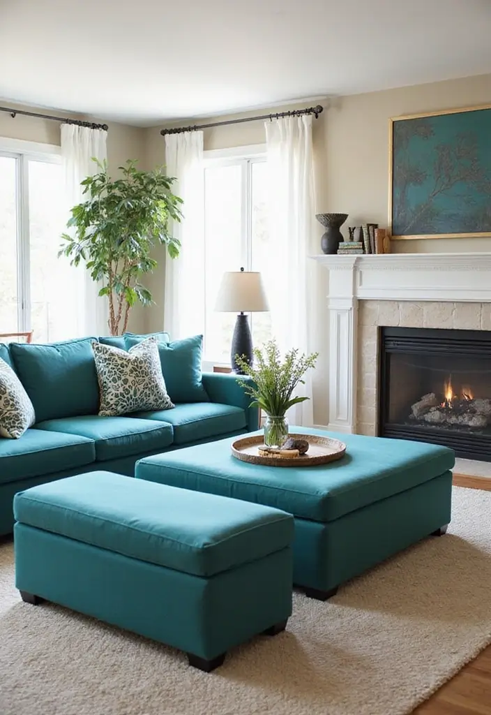 30 Teal Living Room Decor Ideas for a Fresh Feel - 16. Teal Accent Furniture