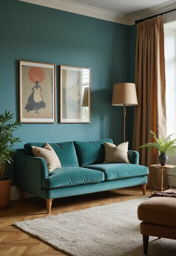 30 Teal Living Room Decor Ideas for a Fresh Feel - 25. Teal and Brown Color Scheme