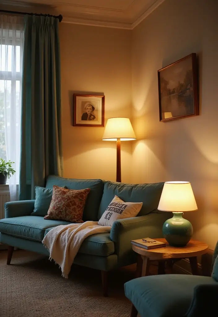 30 Teal Living Room Decor Ideas for a Fresh Feel - 28. Teal Table Lamps