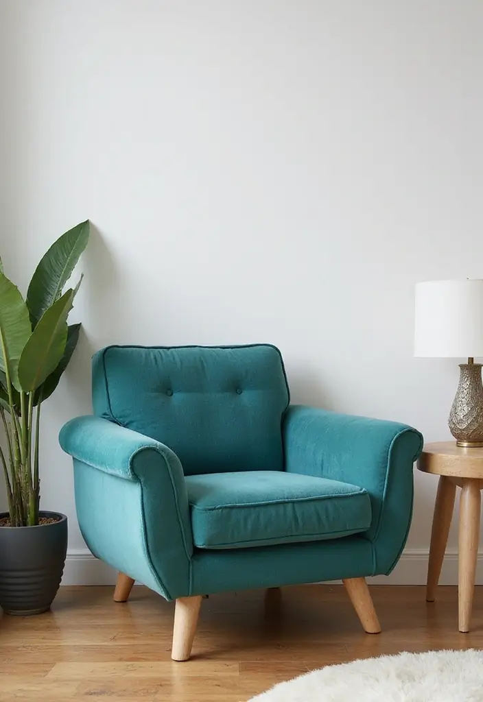 30 Teal Living Room Decor Ideas for a Fresh Feel - 3. Vintage Teal Armchair