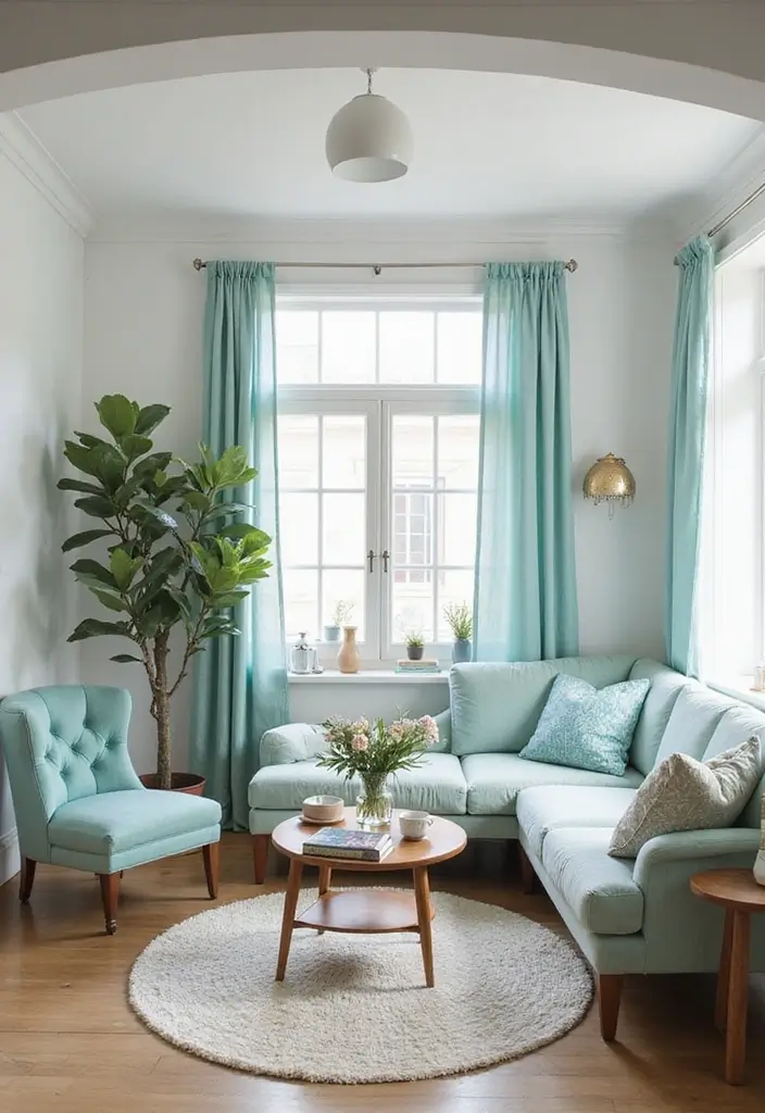 30 Teal Living Room Decor Ideas for a Fresh Feel - 8. Teal and White Color Scheme