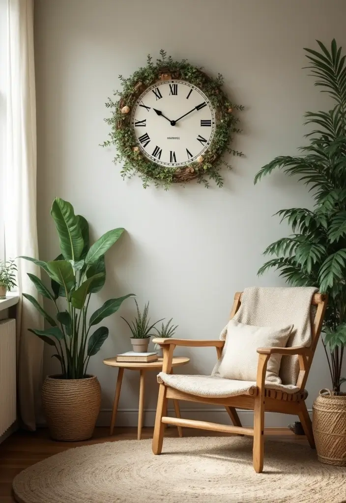 30 Wall Clock Decor Living Room Ideas for Functional Style - 10. Nature-Inspired Clocks