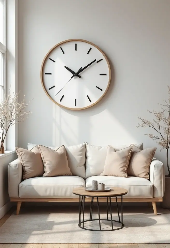 30 Wall Clock Decor Living Room Ideas for Functional Style - 2. Modern Minimalist Clocks
