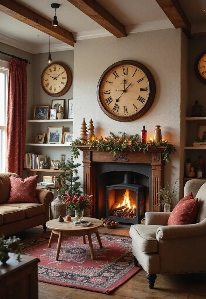 30 Wall Clock Decor Living Room Ideas for Functional Style - 20. Seasonal Clocks