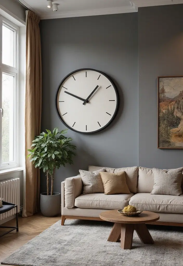 30 Wall Clock Decor Living Room Ideas for Functional Style - 27. Clocks with a Modern Twist