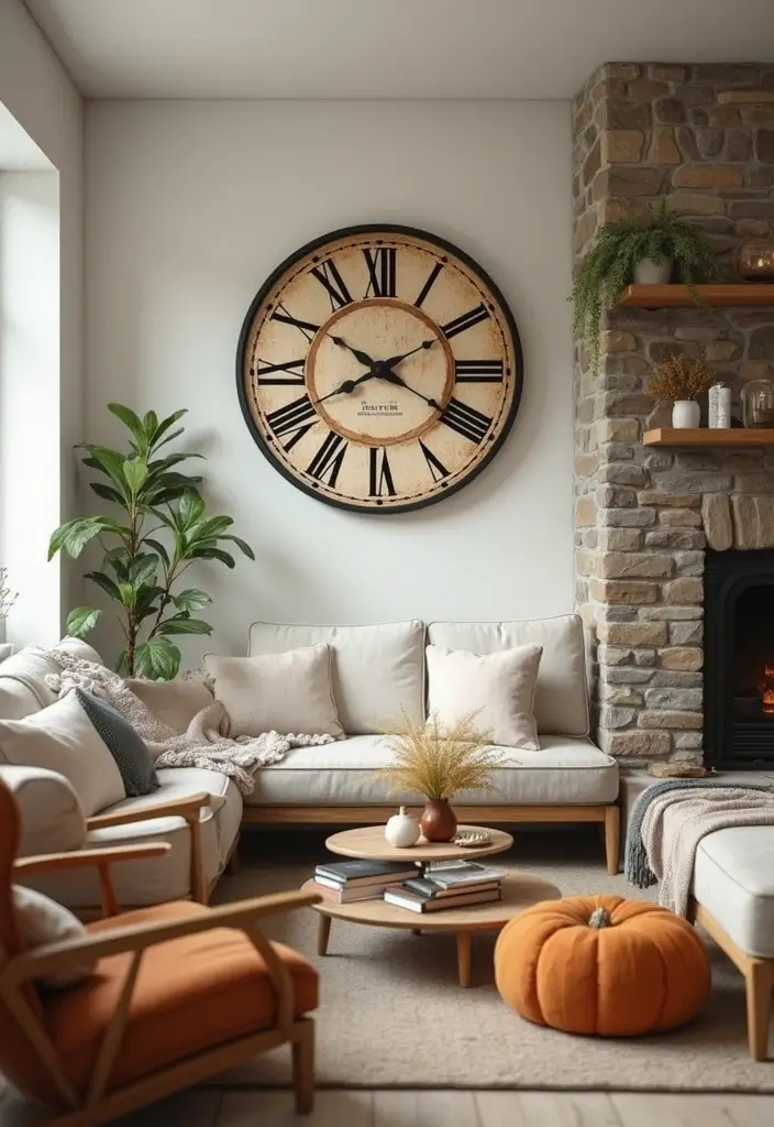 30 Wall Clock Decor Living Room Ideas for Functional Style - 3. Rustic Farmhouse Clocks