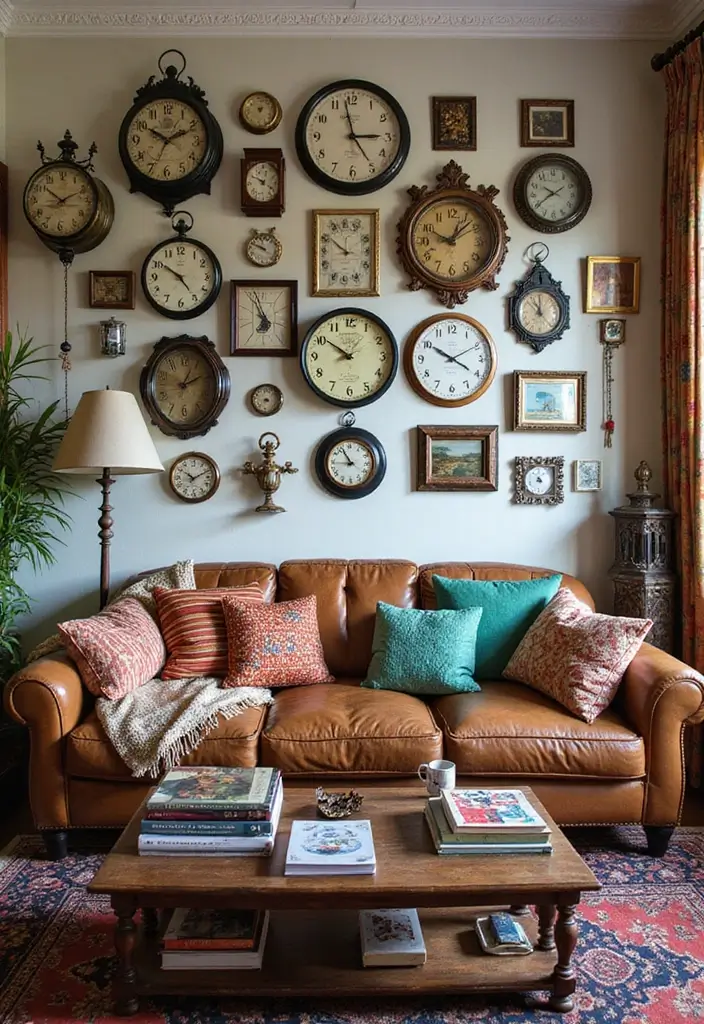 30 Wall Clock Decor Living Room Ideas for Functional Style - 30. Clocks that Reflect Your Lifestyle