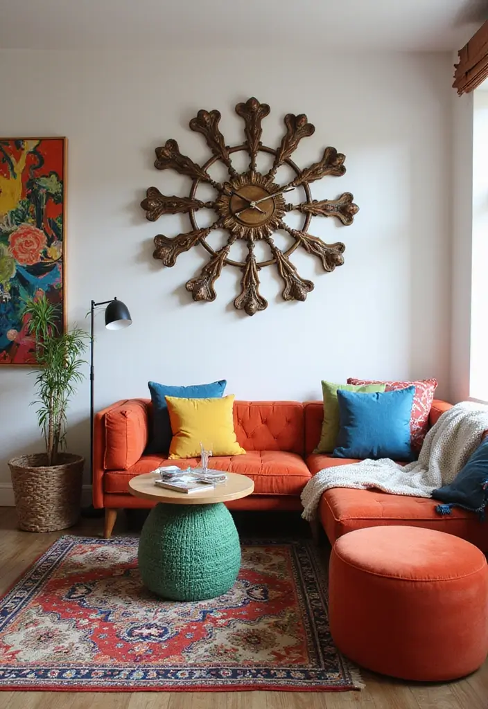 30 Wall Clock Decor Living Room Ideas for Functional Style - 4. Artistic Statement Clocks