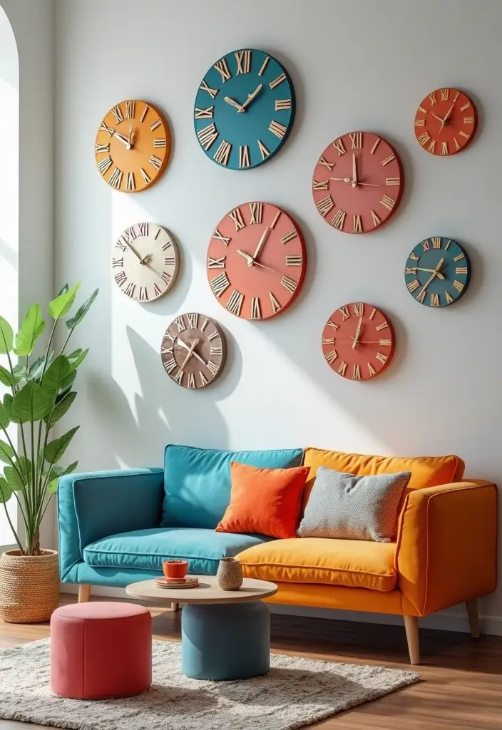 30 Wall Clock Decor Living Room Ideas for Functional Style - 5. Unique Wall Clock Designs