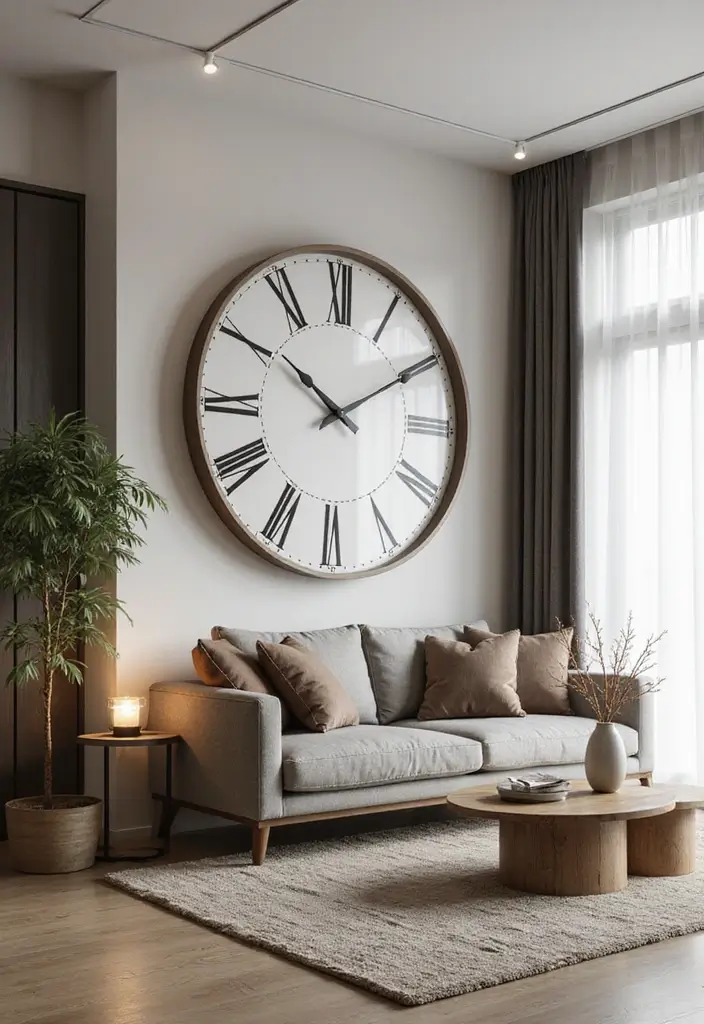 30 Wall Clock Decor Living Room Ideas for Functional Style - 8. Large Wall Clocks
