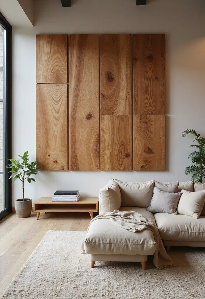 30 Wall Decor Living Room Ideas for a Beautiful Home - 13. Artistic Wall Panels