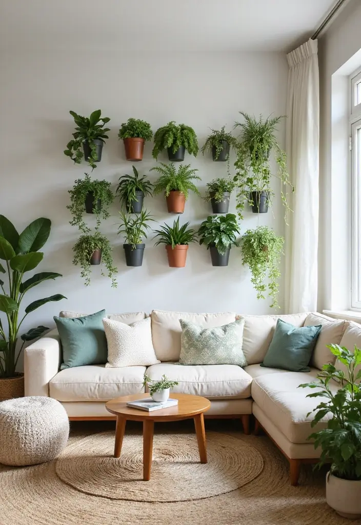 30 Wall Decor Living Room Ideas for a Beautiful Home - 16. Wall-Mounted Planters