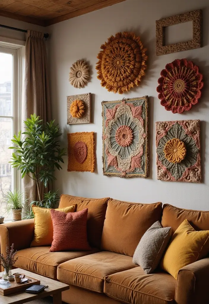 30 Wall Decor Living Room Ideas for a Beautiful Home - 20. Fiber Art
