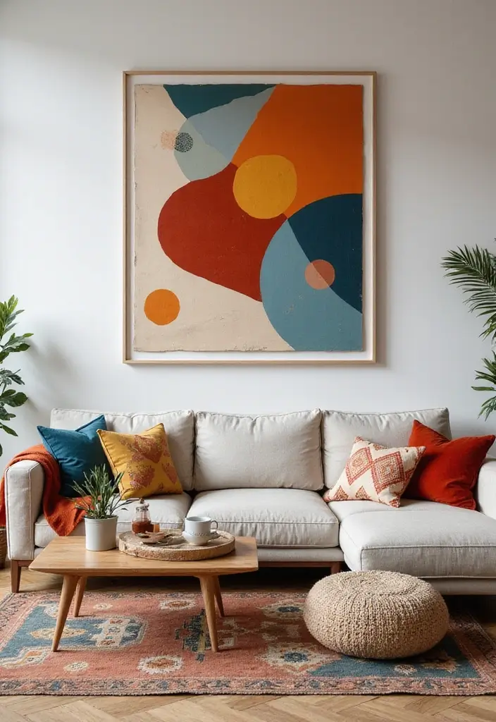 30 Wall Decor Living Room Ideas for a Beautiful Home - 8. Geometric Shapes