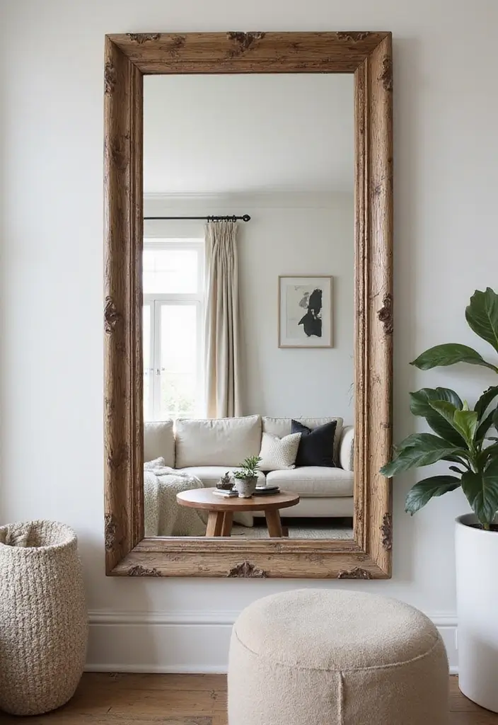 30 Wall Decor Living Room Ideas to Refresh Your Space - 10. Hang a Large Mirror