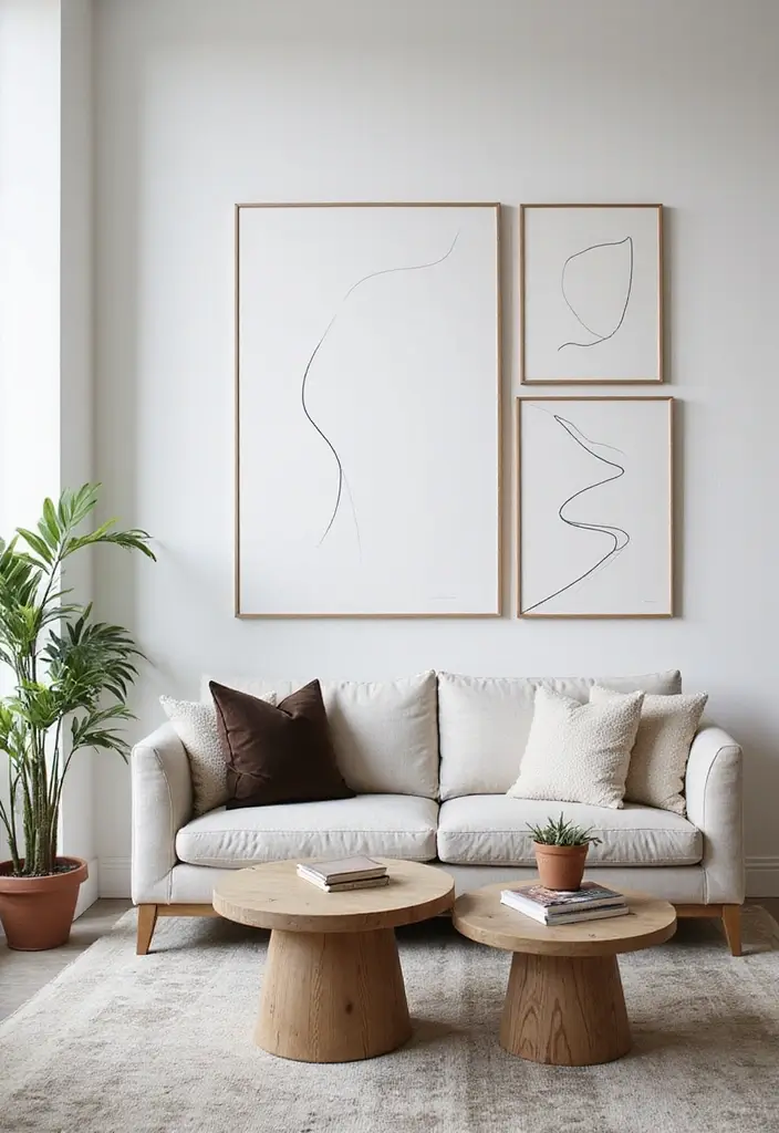 30 Wall Decor Living Room Ideas to Refresh Your Space - 19. Minimalist Line Art