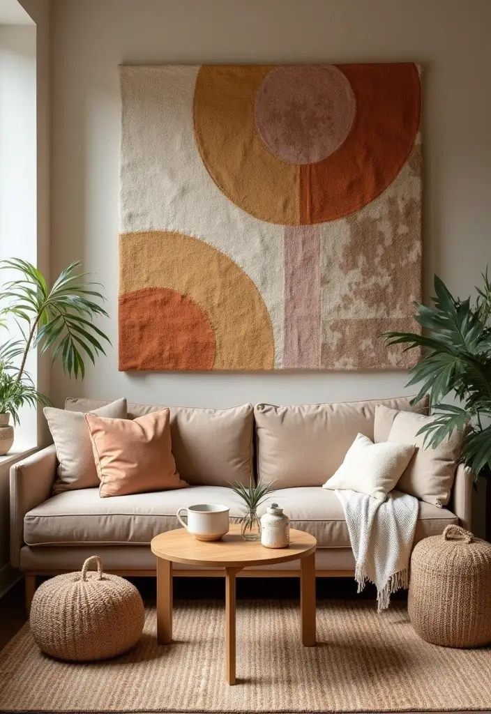 30 Wall Decor Living Room Ideas to Refresh Your Space - 30. Textile Wall Art